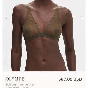 Simone Perele Triangle Lace Bralette Olive Green 34B Olympe Bra